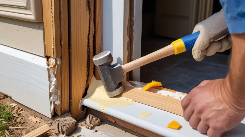 repairing a door jamb wood rot