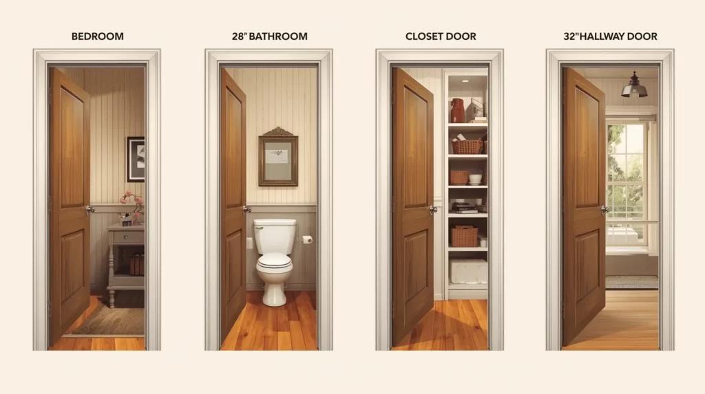 Common Interior Door Sizes Used in Bedrooms, Bathrooms, and Hallways