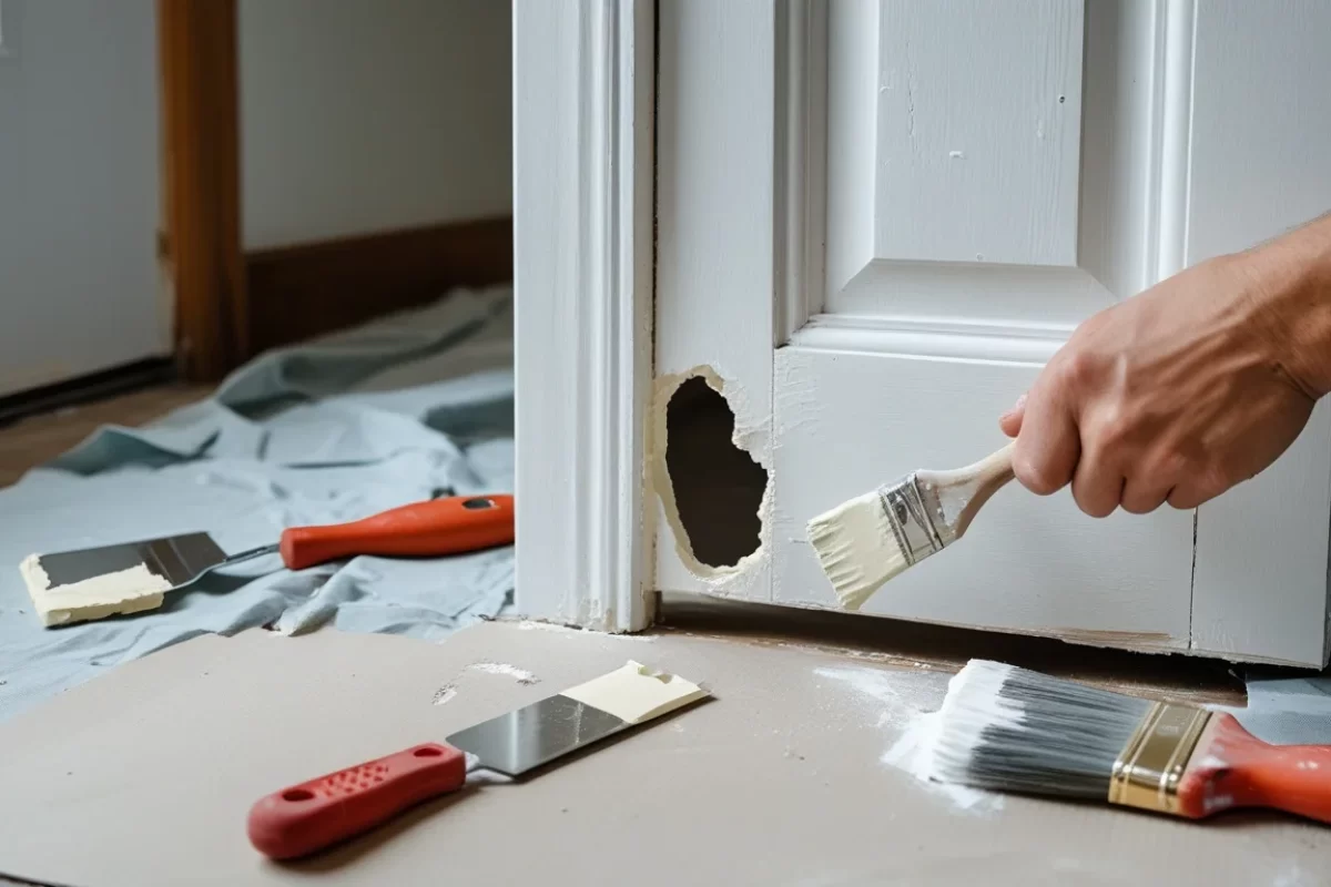 how to repair hole in door